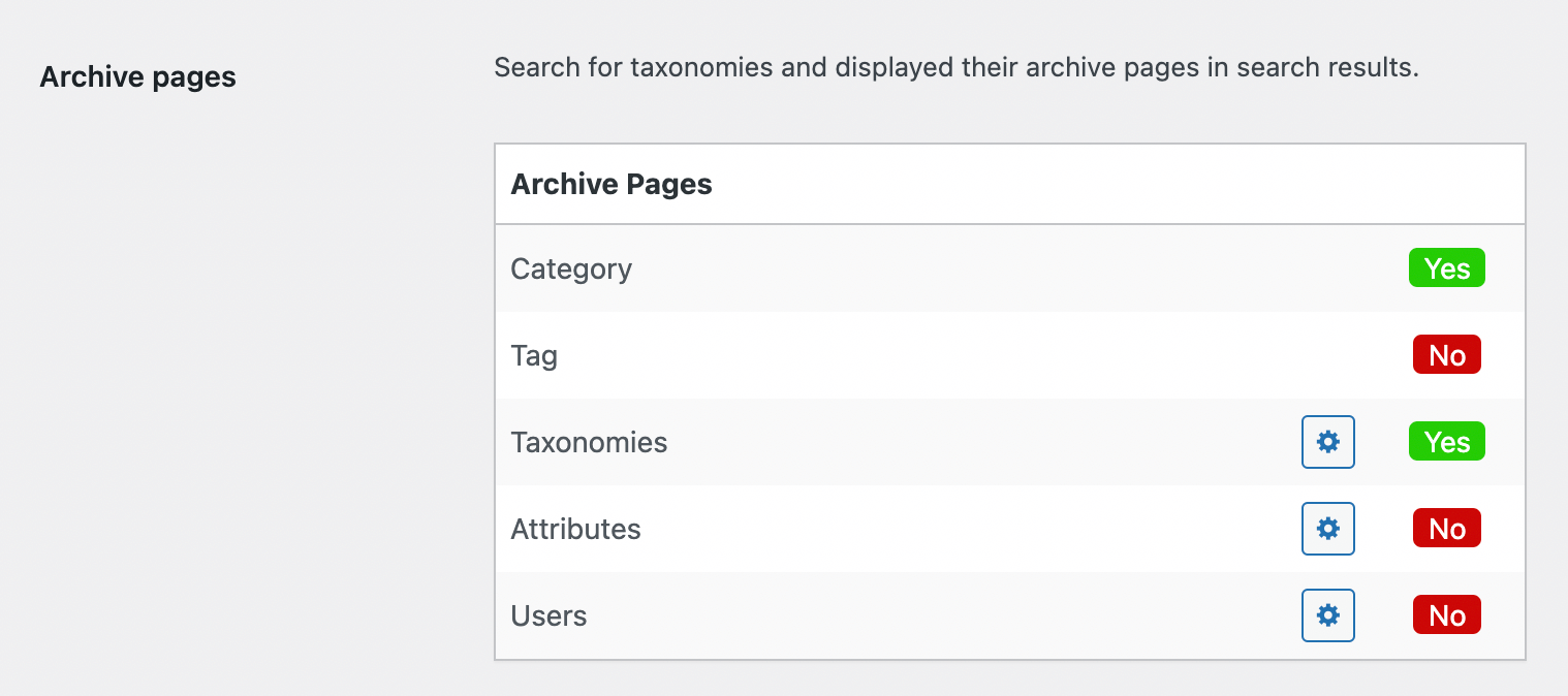 Archive pages search option