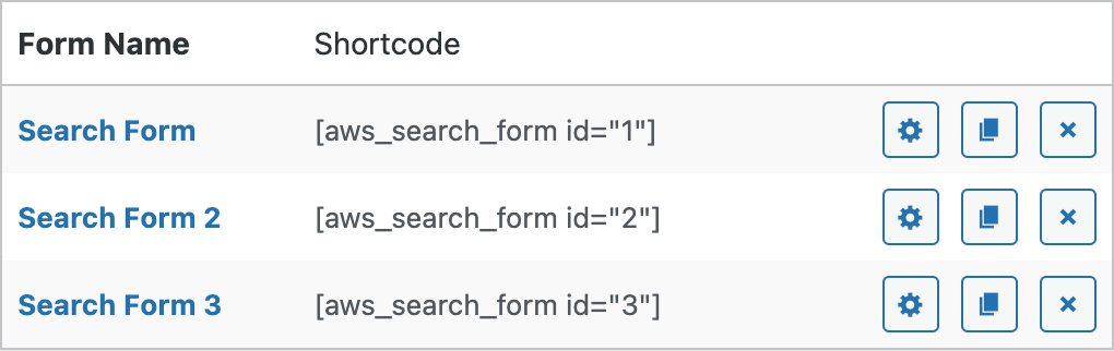 Different search form instances
