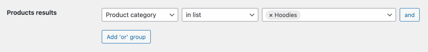 Filter rules based on product category