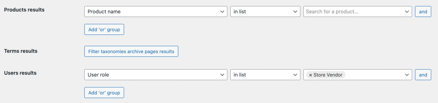 Filter rules based on user role