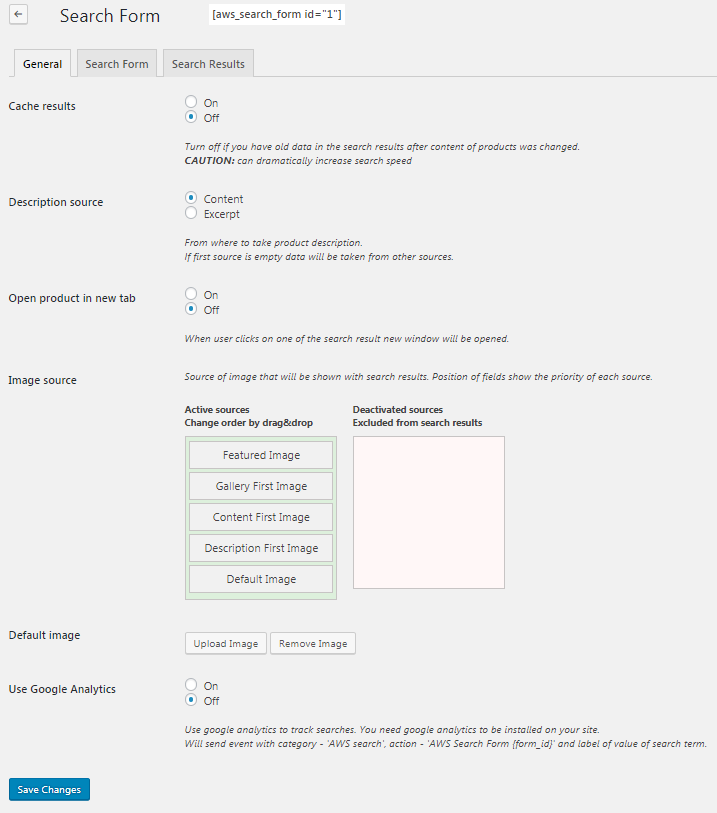 Instance settings page