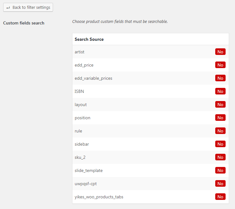 All custom fields available for search