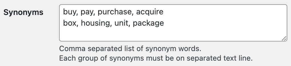 Set synonyms groups