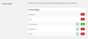 Archive pages search options