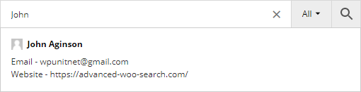 Show user email and url inside search results block.