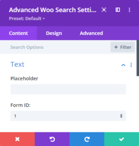 Search form content settings