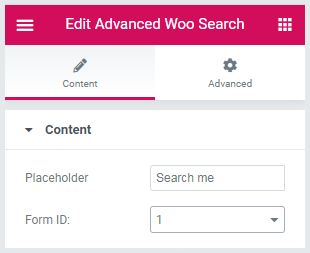 Search form content options