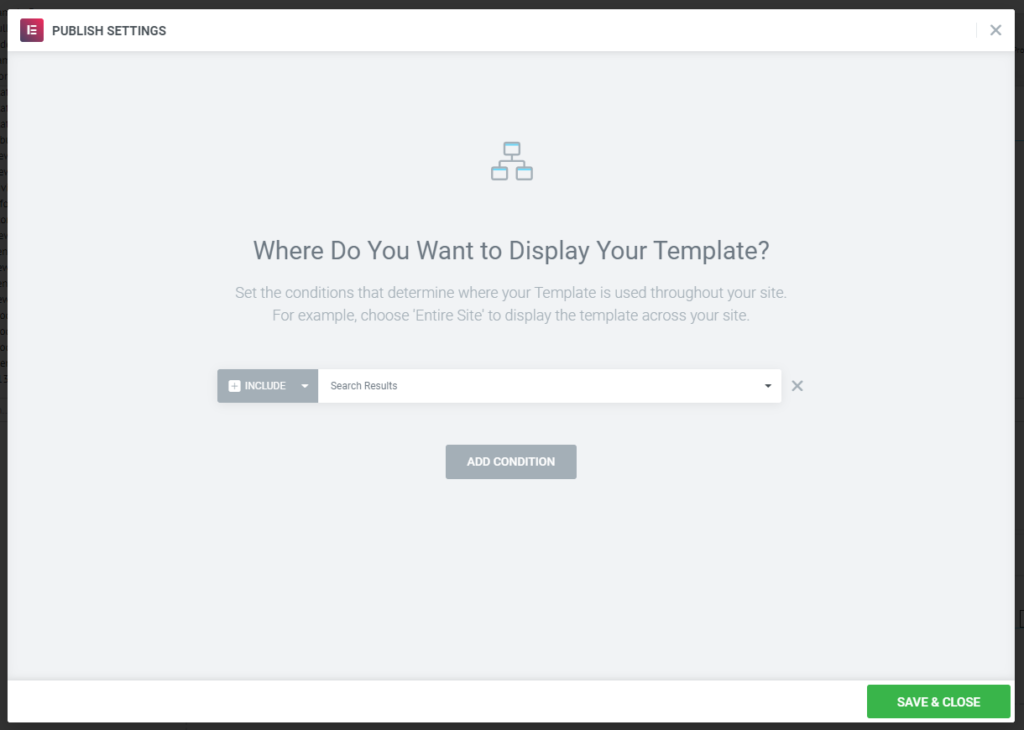 Elementor template display rules