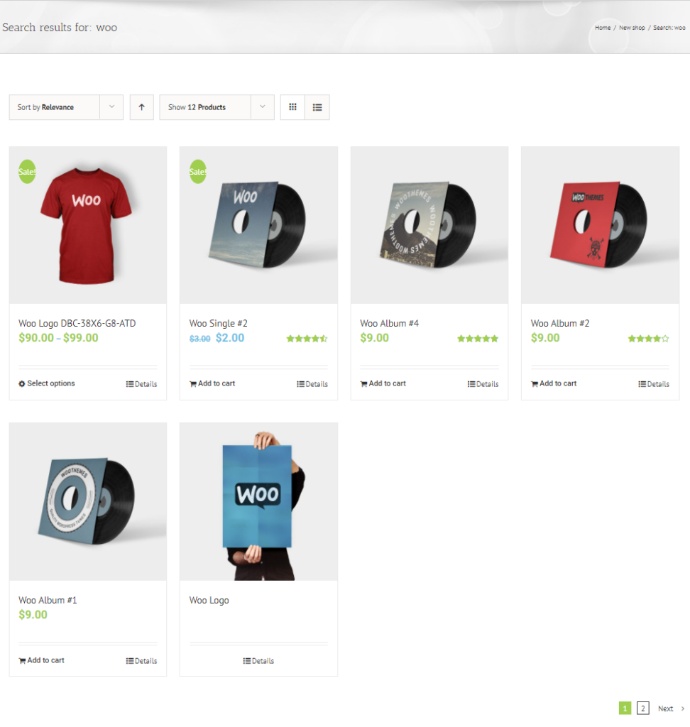 New template for product search results