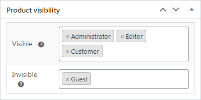 Product visibility by user roles options