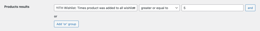 'YITH Wishlist: Times product was added to all wishlists' products results filter