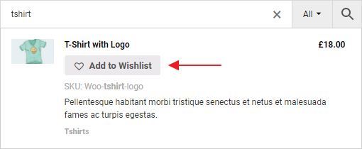 Wishlist inside the plugin search results