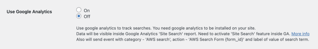 Google Analytics option for AWS plugin