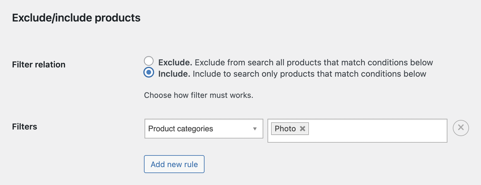 Search only inside one specific product category