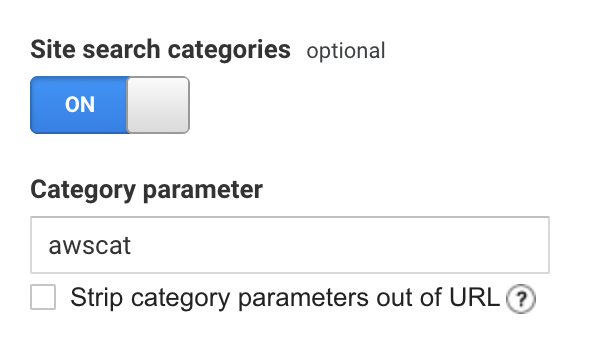 Site search categories option