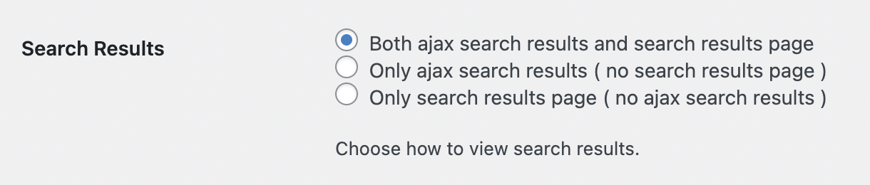 Option to enable search results page support