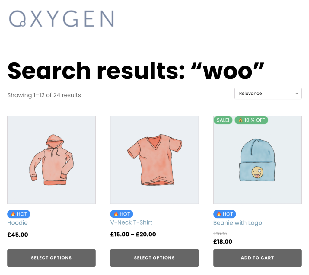 New products search results template