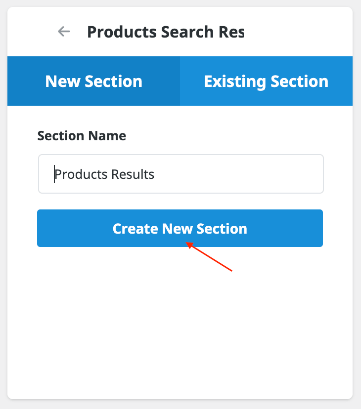 Creating new searction for products results