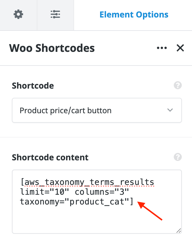 Woo Shortcodes element content