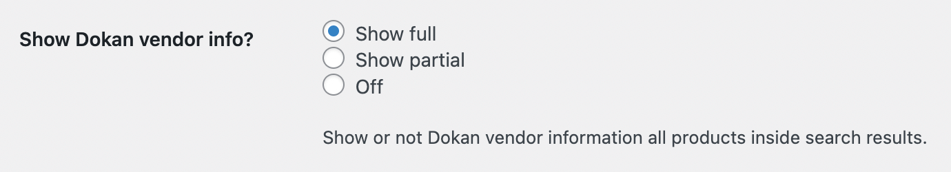 'Show Dokan vendor info?' option
