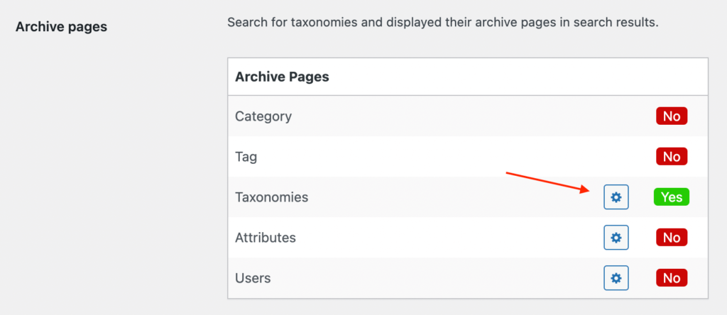 Enable taxonomies archive pages search