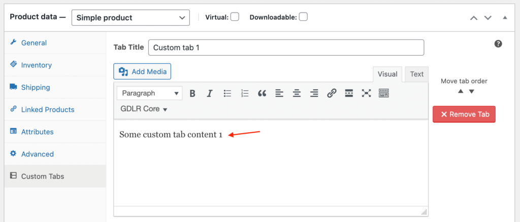 Content for product custom tab