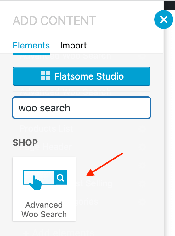 Advanced Woo Search plugin search form element