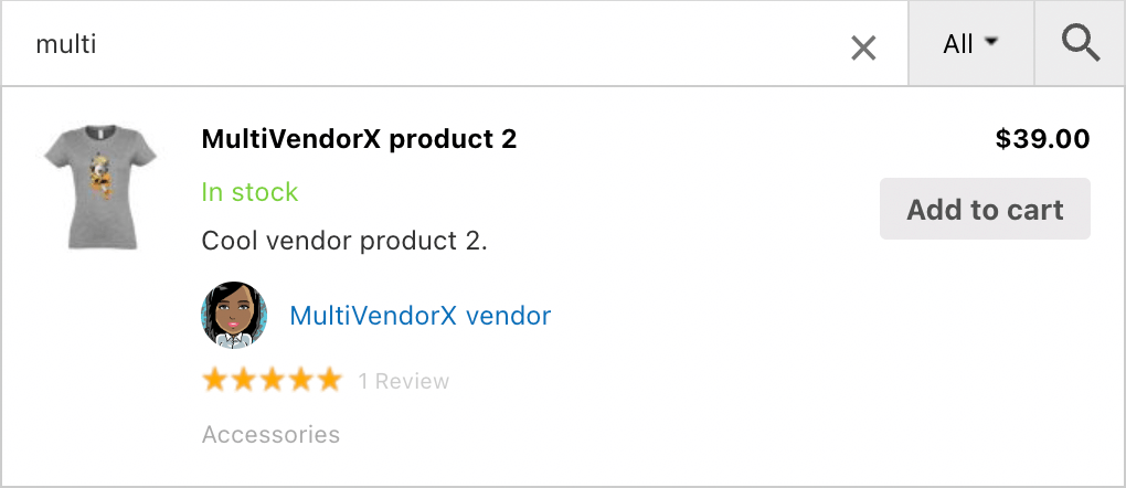 Vendor products search results