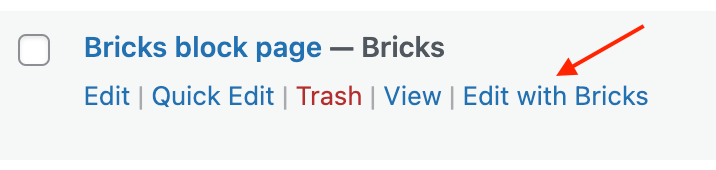 Edit page via Bricks Builder