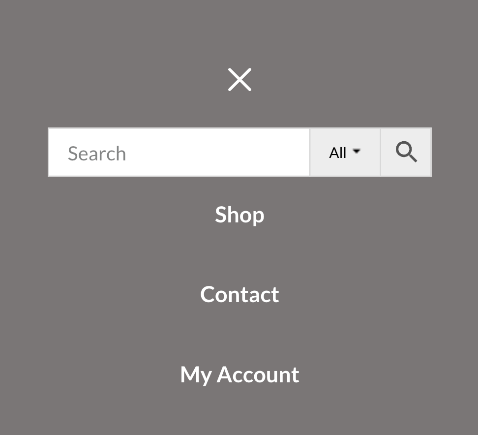 Mobile menu with search form