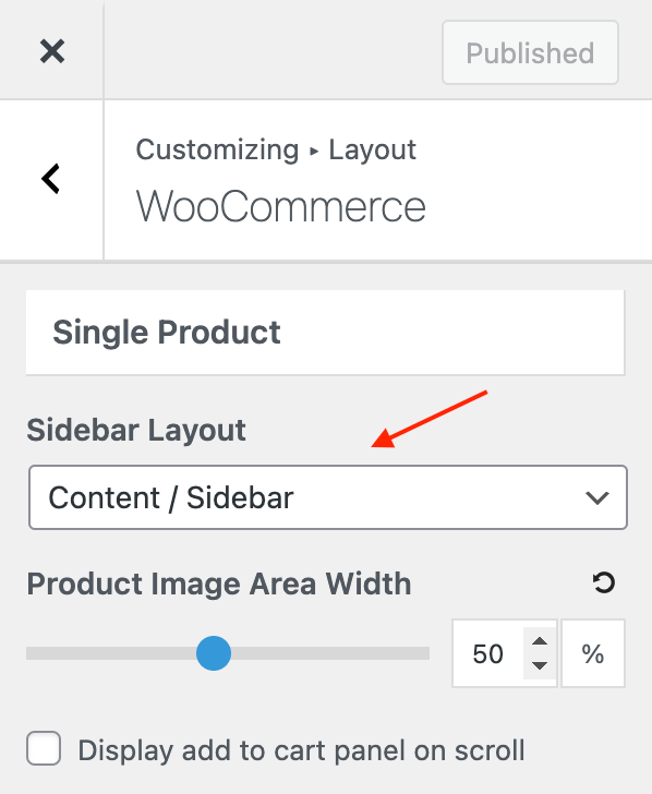 Layout options for single product page