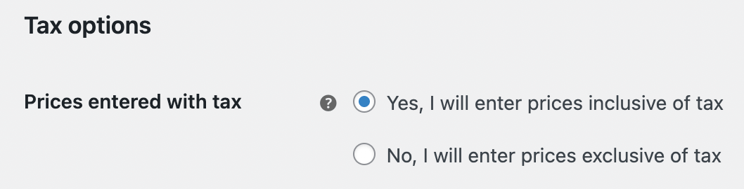 'Prices entered with tax' option