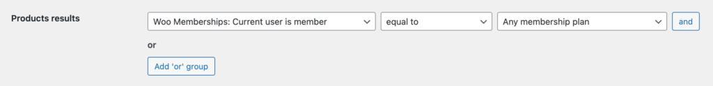 'Woo Memberships: Current user is member' results filter