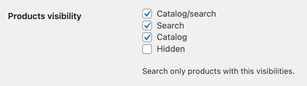 'Products visibility' option