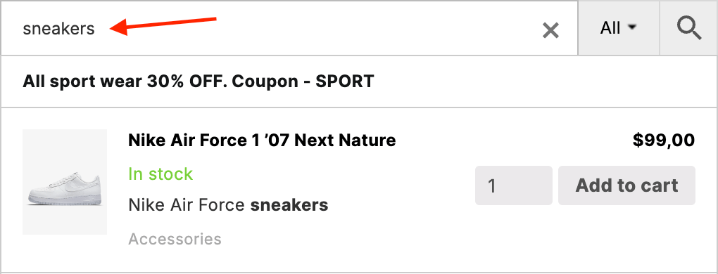 Custom top text for 'sneakers' query