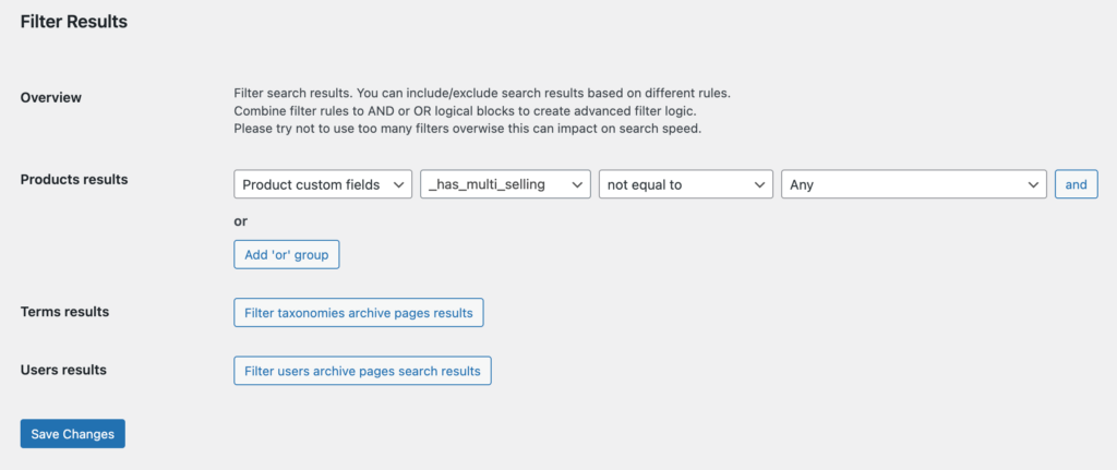 New search results filter to hide product duplicates