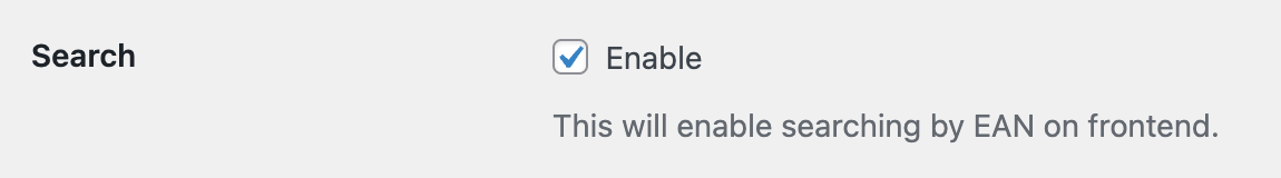Option to enable EAN search on frontend