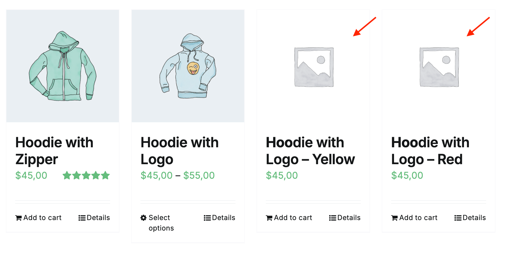 Product variations images are not displayed for the search results page