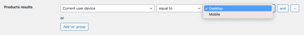 Filters based on the current user device