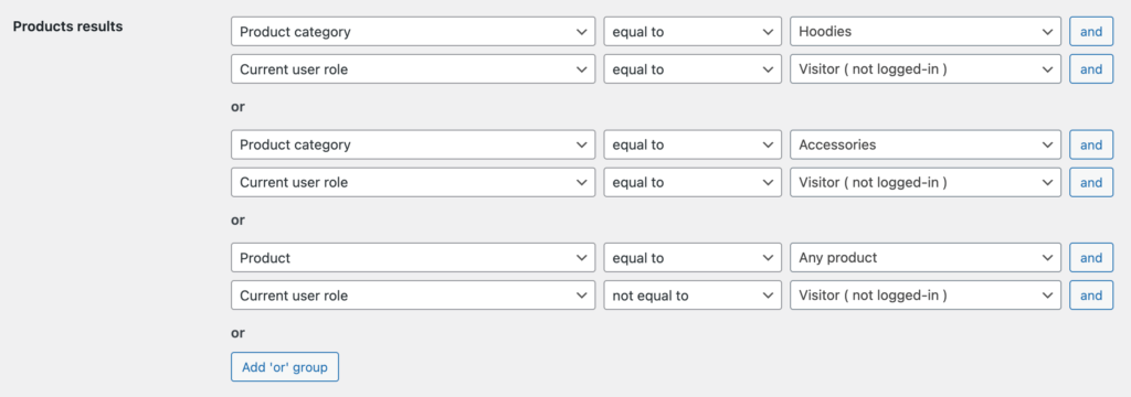 Filter rules with complex logic