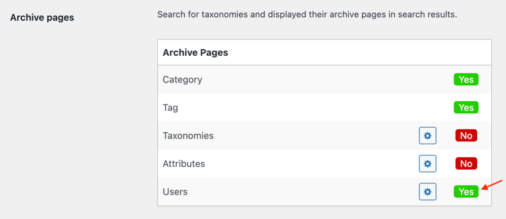 Enable search for users archive pages