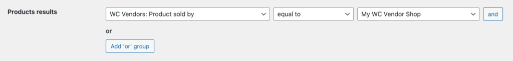 'WC Vendors: Product sold by' products results filter