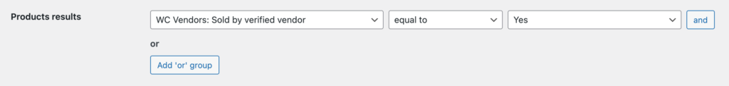 'WC Vendors: Sold by verified vendor' products results filter