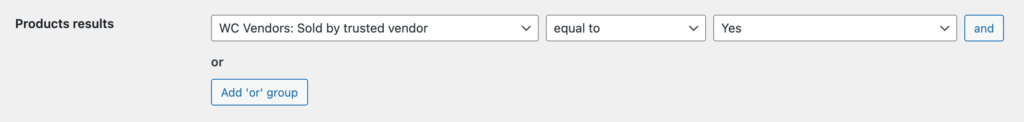 'WC Vendors: Sold by trusted vendor' products results filter