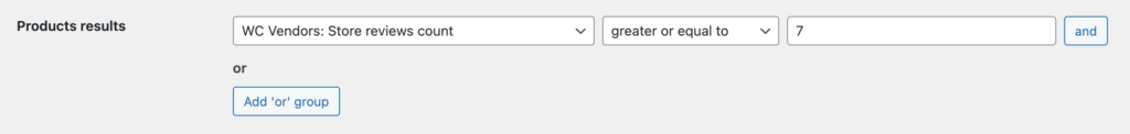 'WC Vendors: Store reviews count' products results filter