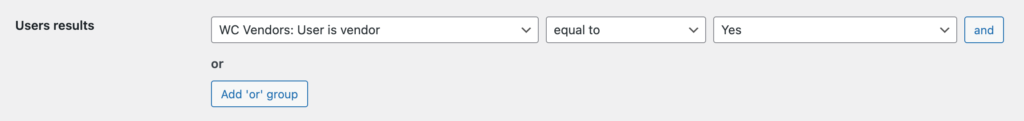 'WC Vendors: User is vendor' search results filter