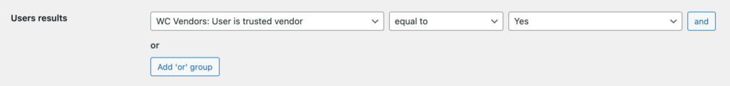 'WC Vendors: User is trusted vendor' search results filter
