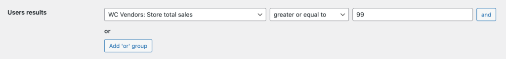 'WC Vendors: Store total sales' search results filter
