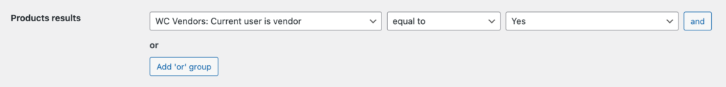 'WC Vendors: Current user is vendor' search results filter