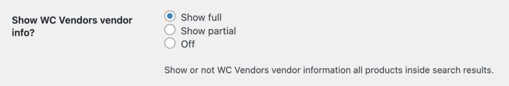 'Show WC Vendors vendor info?' option